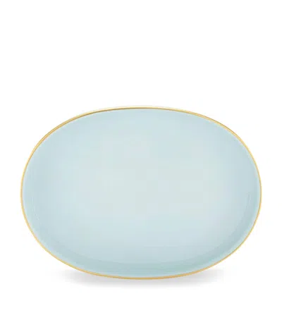 Ginori 1735 Porcelain Colonna Diva Verde Pickle Dish In Blue