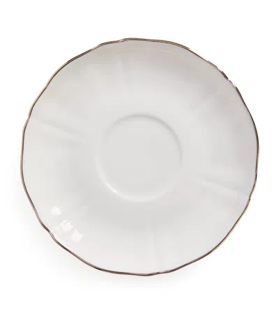 Ginori 1735 Porcelain Corona Platino Tea Saucer In White