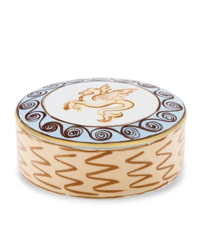 Ginori 1735 Porcelain Il Viaggio Di Nettuno Round Trinket Box In Multi