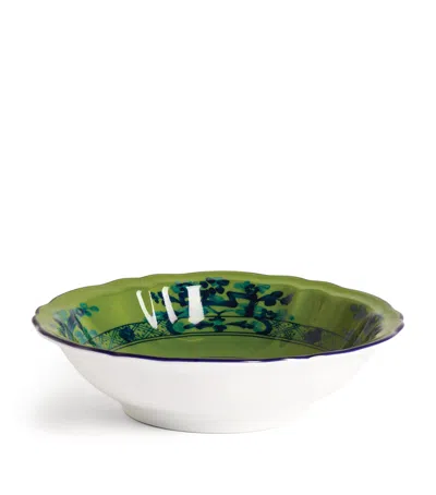 Ginori 1735 Porcelain Oriente Italiano Malachite Fruit Bowl In Green
