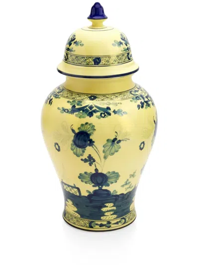 Ginori 1735 Potiche Floral Vase In Yellow
