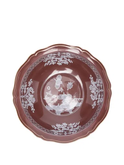 Ginori 1735 Round Deep Floral Tray (35cm) In Brown