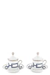 Ginori 1735 Set Of 2 Cups With Saucer And Lid In Blue