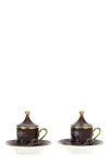 Ginori 1735 Set Of 2 Cups With Saucer And Lid In Brown