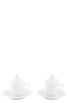 Ginori 1735 Set Of 2 Cups With Saucer And Lid In White