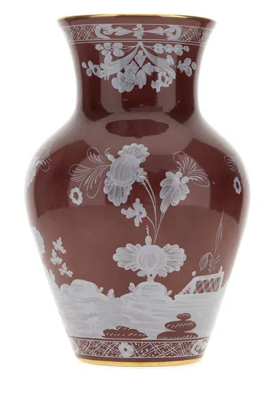 Ginori 1735 Small Oriente Italiano Ming Vase In Brown
