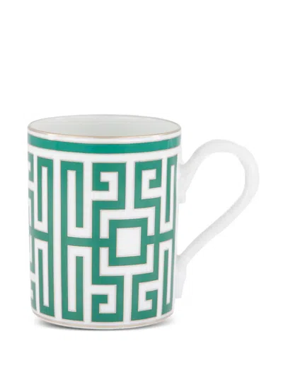 Ginori 1735 Smeraldo Labirinto Geometric-pattern Mug In Green