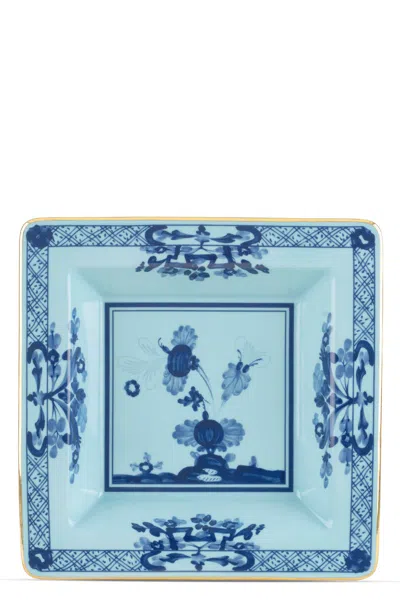 Ginori 1735 Square 'oriente Italiano' Valet Tray 18 Cm In Blue