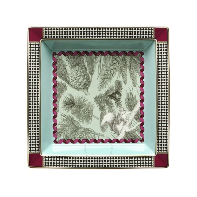 Ginori 1735 Squirrel Totem Large Squared Vide Poche In Multi