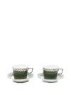 Ginori 1735 Stripe-pattern Coffee Set In Green