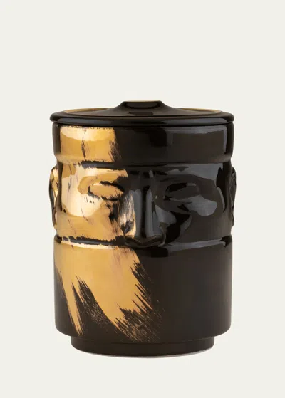 Ginori 1735 The Companion Candleholder, Charcoal/gold - Lcdc Collection In Gold Edition
