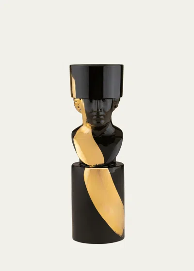 Ginori 1735 The Scholar Candleholder, Black/gold - Lcdc Collection In Gold Edition