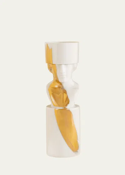 Ginori 1735 The Scholar Candleholder, White/gold - Lcdc Collection