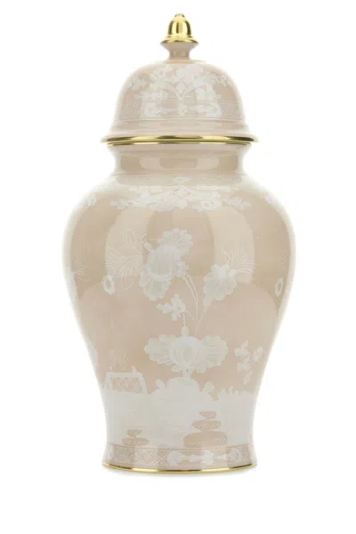 Ginori 1735 Large Oriente Italiano Potiche Vase In Brown