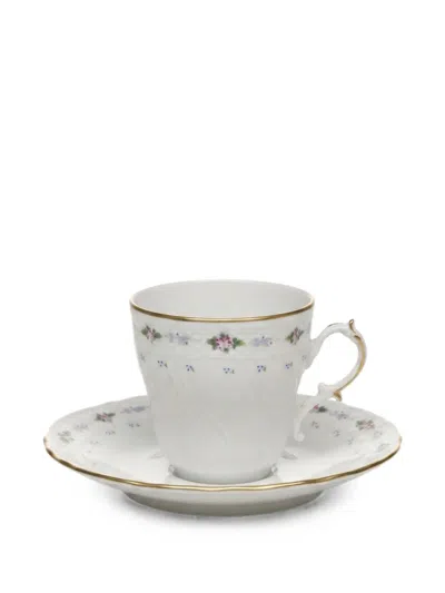 Ginori 1735 Vecchio Ginori Floral-print Coffee Cups Set (set Of Six) In White