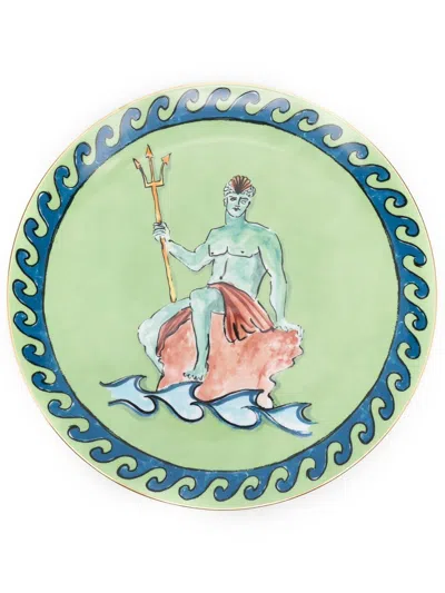 Ginori 1735 X Luke Edward Hall Green Il Viaggio Di Nettuno Porcelain Charger Plate