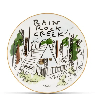 Ginori 1735 X Luke Edward Hall Rain Rock Creek Decorative Plate In Multi