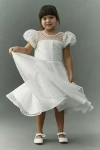 Gió Bespoke Lenny Puff-sleeve Embroidered Flower Girl Dress In White