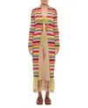Gio Giovanni Gerosa Cotton Fringes Long Cardigan In Multicolor