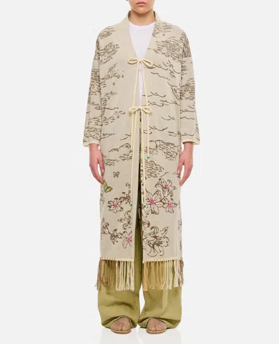 Gio Giovanni Gerosa Embroidered Cotton Kimono With Laces In White