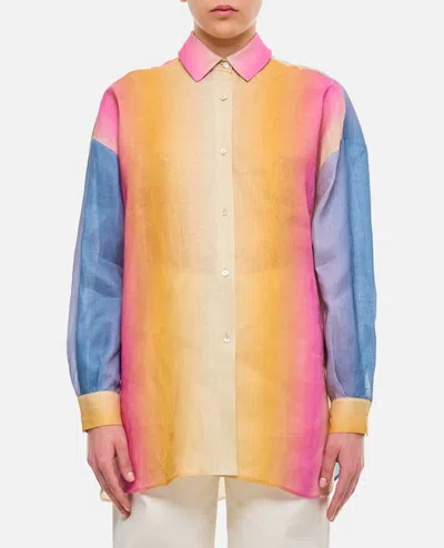 Gio Giovanni Gerosa Oversize Lon Sleeve Linen Shirt In Multicolor