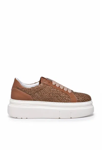 Gio+ Leather Wedge Sneakers - Brown In Multi