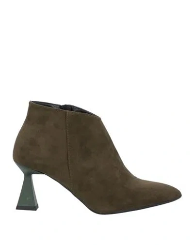 Gio Palma Woman Ankle Boots Military Green Size 8 Textile Fibers