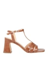 Gio Palma Woman Sandals Tan Size 6 Textile Fibers In Brown