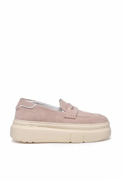 Gio+ Pink Suede Leather Wedge Moccasins In Burgundy