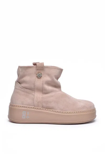 Gio+ Pink Suede Rubber Women's Suede Ankle Boot In Multi
