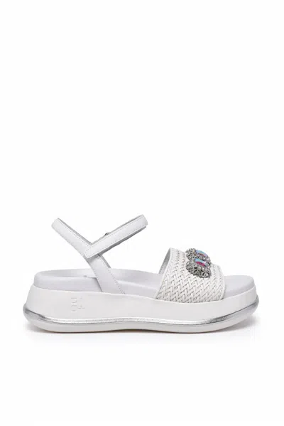 Gio+ White Leather Rubber Wedge Sandal