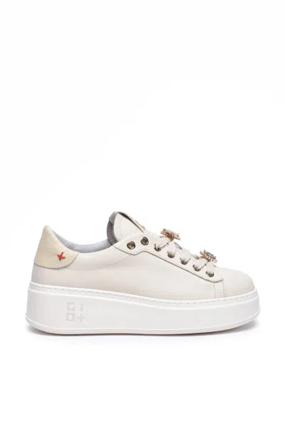 Gio+ White Leather Rubber Women's Leather Sneakers In Multi