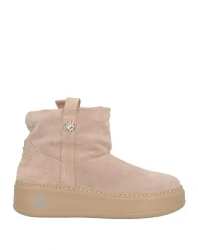 Gio+ Woman Ankle Boots Beige Size 7 Leather In Sand