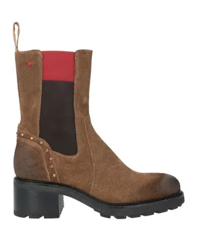 Gio+ Woman Ankle Boots Khaki Size 9 Leather In Brown