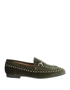Gio+ Woman Loafers Military Green Size 5 Textile Fibers In Green