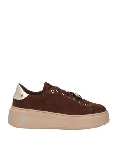 Gio+ Woman Sneakers Dark Brown Size 12 Leather
