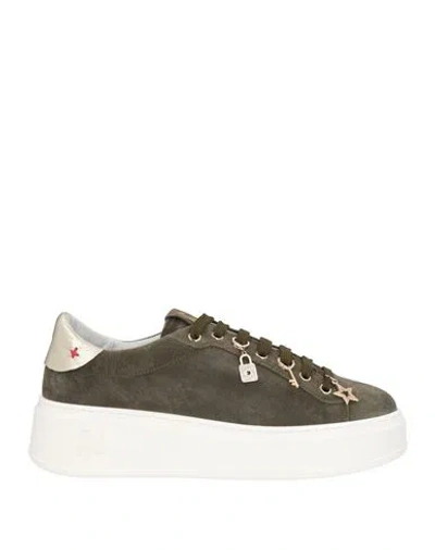 Gio+ Woman Sneakers Military Green Size 9 Leather In Brown