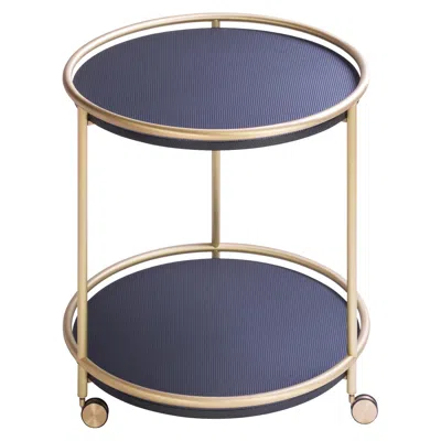 Pre-owned Giobagnara Arcade Round Brass Trolley Table In Gray