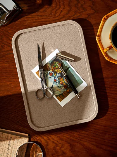 Giobagnara Arcobaleno Leather Tray (12.5in/31.5cm) In Neutral