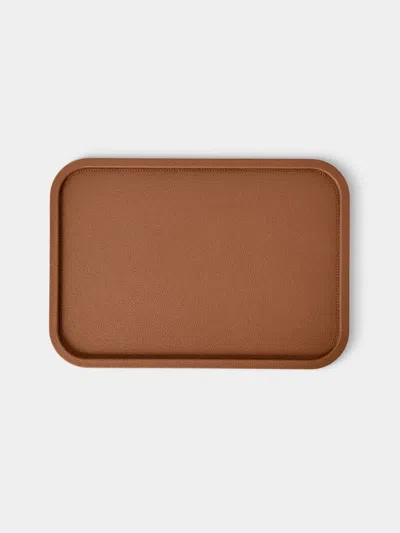 Giobagnara Arcobaleno Leather Tray (12.5in/31.5cm) In Brown