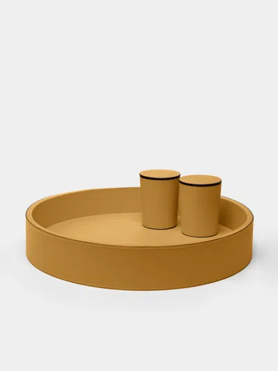 Giobagnara Arena Leather Dice Set  Abask Gift Set In Brown