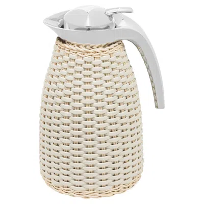 Pre-owned Giobagnara Arles White Leather & Rattan Thermal Carafe