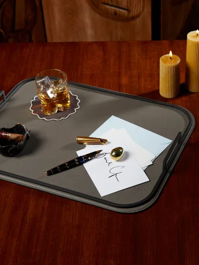 Giobagnara Belini Leather Tray  Abask Luxury Gift In  Grey