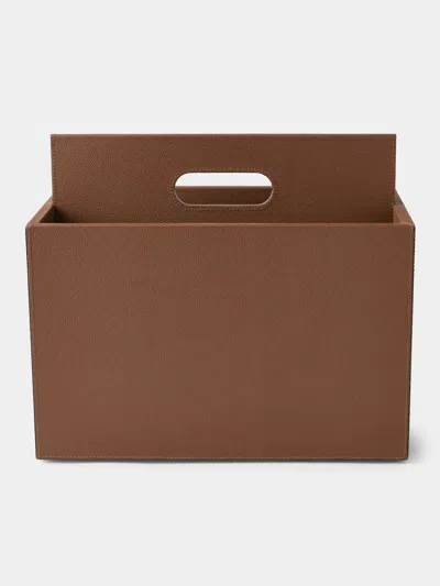 Giobagnara Daily Leather Magazine Holder In Brown