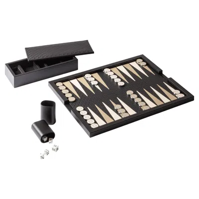 Pre-owned Giobagnara Elie Saab Maison Backgammon Tray By  In Monogram Leather & Palladium In Black