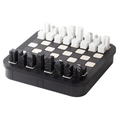 Pre-owned Giobagnara Elie Saab Maison Large Chess Set By  In Monogram Leather And Marble In Black