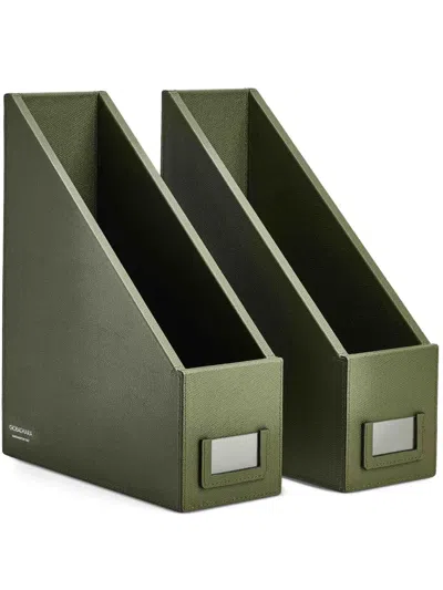 Giobagnara Grained-textured Leather File Holder In Green