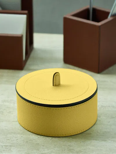 Giobagnara Harris Leather Medium Trinket Box  Abask Luxury Gift In Yellow