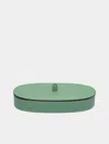Giobagnara Harris Leather Oval Pen Holder  Abask Luxury Gift In  Light Green