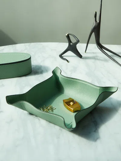 Giobagnara Jack Leather Square Valet Tray  Abask Luxury Gift In  Light Green